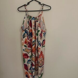 Spaghetti-Strap Mini Dress in White with Multicolor Floral Print